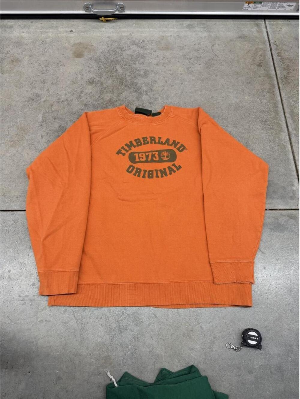 vintage timberland original orange spell out workwear crewneck size large